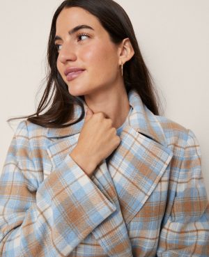 Petite Weekend Collection Plaid Short Trench Coat