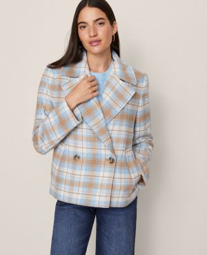 Petite Weekend Collection Plaid Short Trench Coat