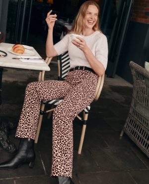 Petite Weekend Collection High Rise Corduroy Pant in Animal Print