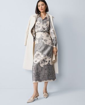 Petite Floral Satin Midi Skirt