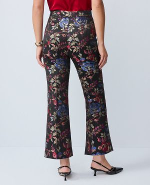 The Side-Zip Flare Pant in Floral Jacquard