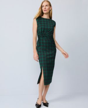 Plaid Twist Sheath Dress