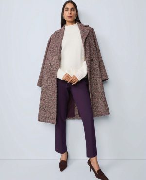 Petite Herringbone Double Breasted Long Coat