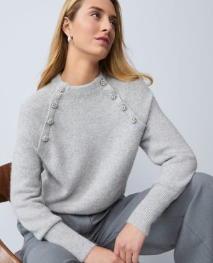 Embellished Mock Neck Sweater