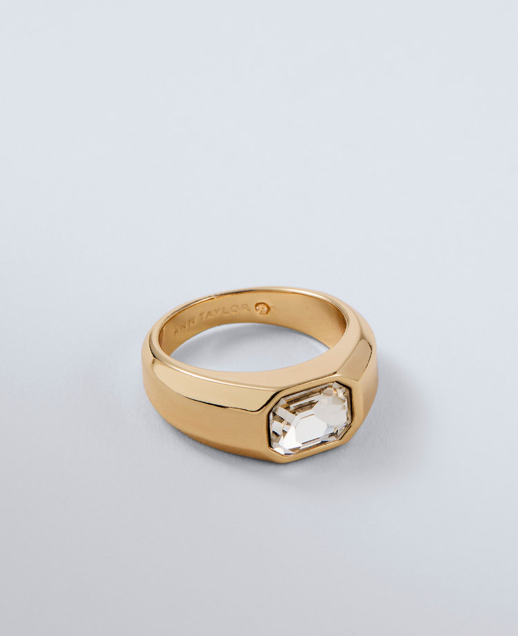 Beveled Crystal Metal Ring