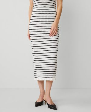 Petite Striped Knit Textured Skirt