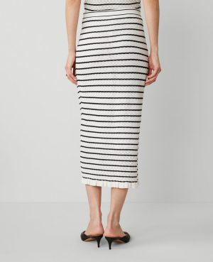 Petite Striped Knit Textured Skirt