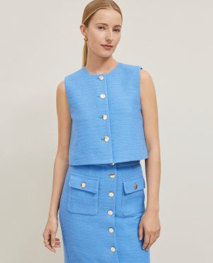 Petite Tweed Cropped Vest