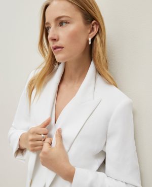 Petite Crinkled Belted Blazer