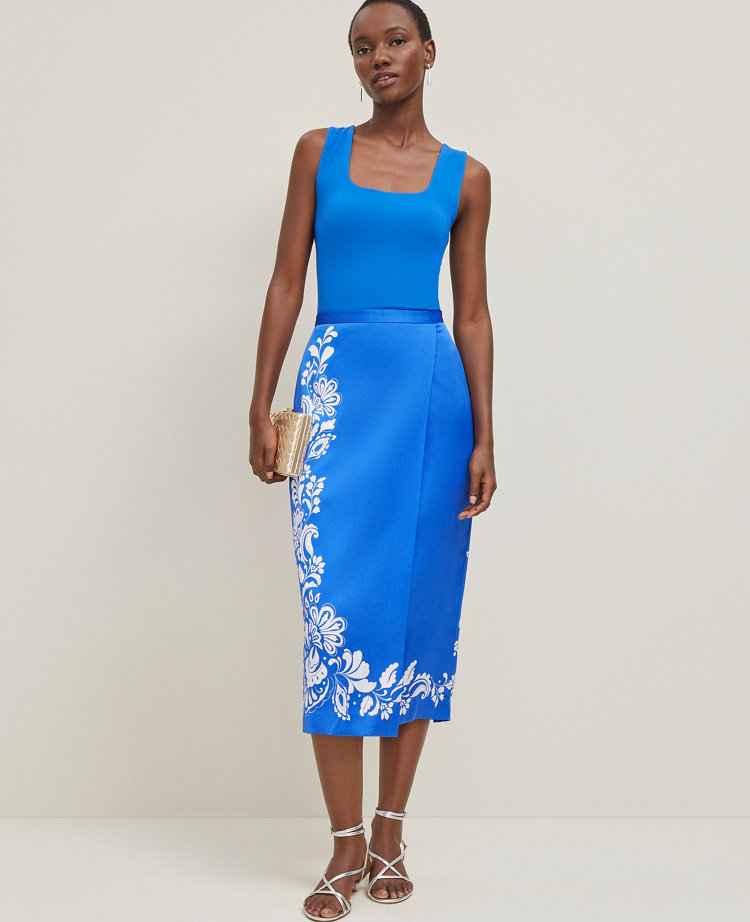 Petite Satin Midi Wrap Skirt