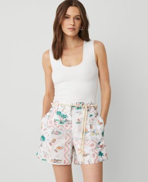 Petite Map Print Belted Short
