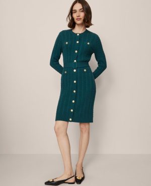 Belted Cable Sweater Dress