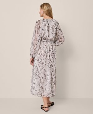 Snake Print Flare Midi Dress