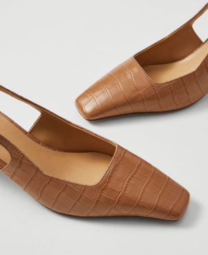 Croco Slingback Pumps