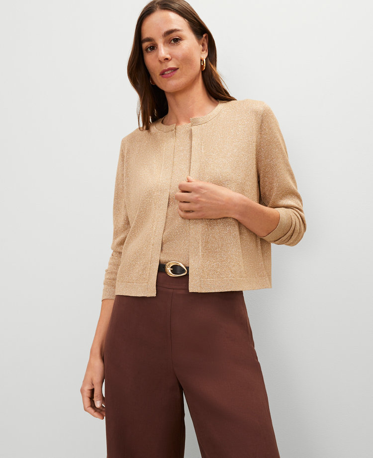 Petite Shimmer Open Cardigan