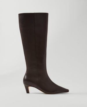 Skinny Heel Leather Tall Boot