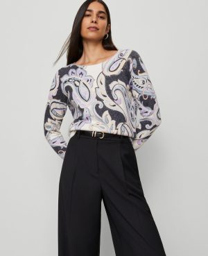 Petite Paisley Boatneck Sweater