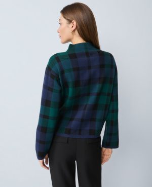 Plaid Mock Neck Sweater