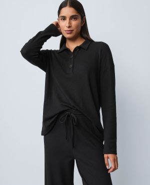 Waffle Henley Lounge Top