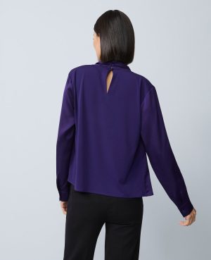 Mixed Media Cowl Neck Blouse