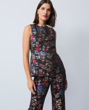 Floral Jacquard Crew Neck Top