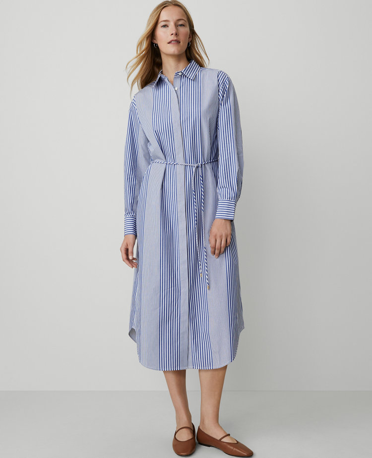 Petite Weekend Collection Striped Midi Shirtdress