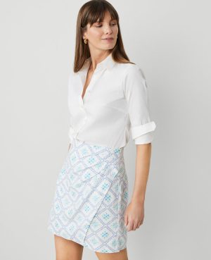 Tiled Linen Blend Sarong Skirt