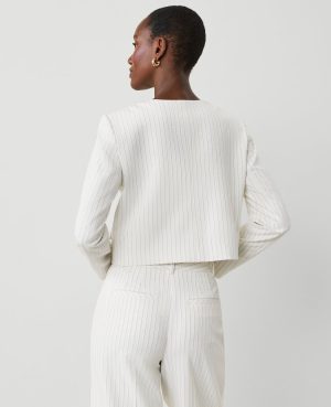 Petite Pinstripe Crew Neck Jacket