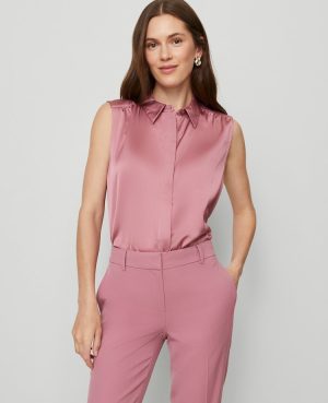Petite Shirred Sleeveless Shirt