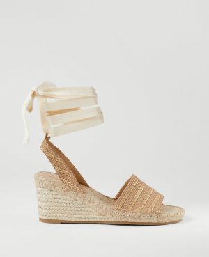 Tweed Lace-Up Espadrille Wedge Sandals
