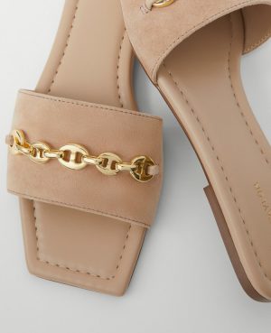 Chain Suede Slide Sandals