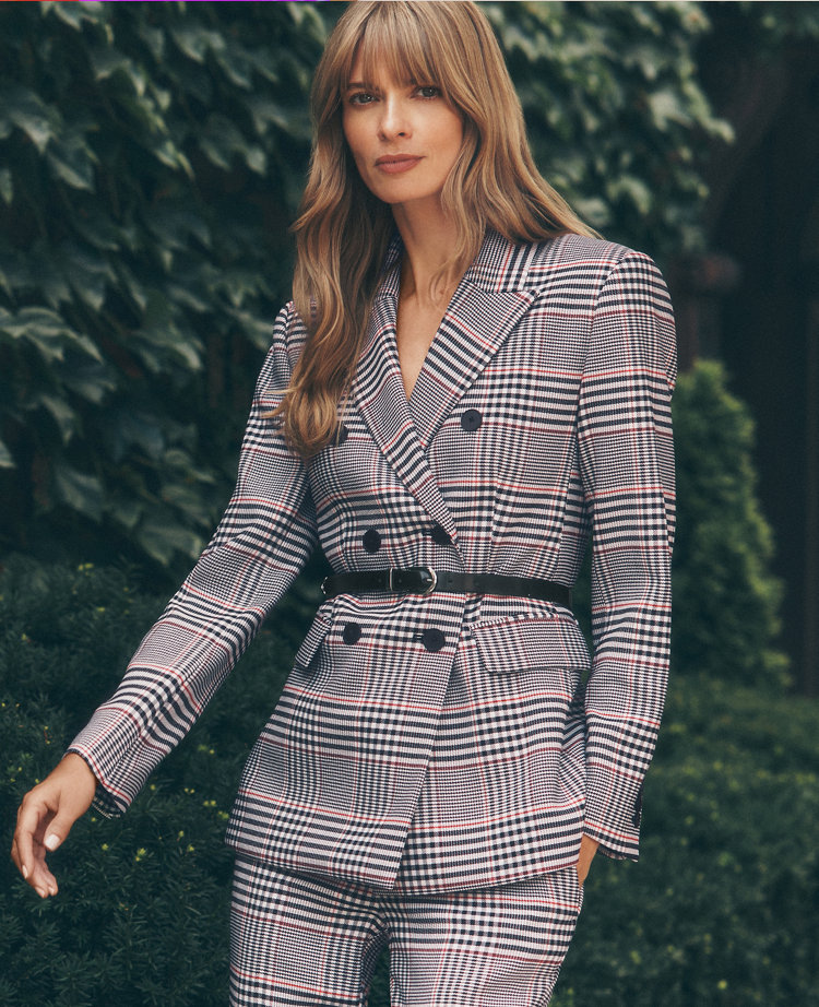 Plaid Fitted Long Blazer