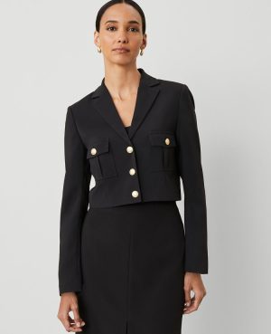 The Military Blazer Jacket in Fluid Crepe
