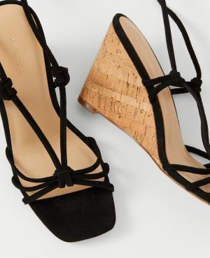 Suede Lace-Up Espadrille Wedge Sandals