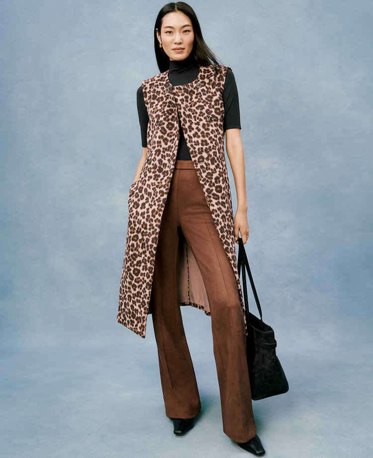 Animal Print Belted Trench Vest