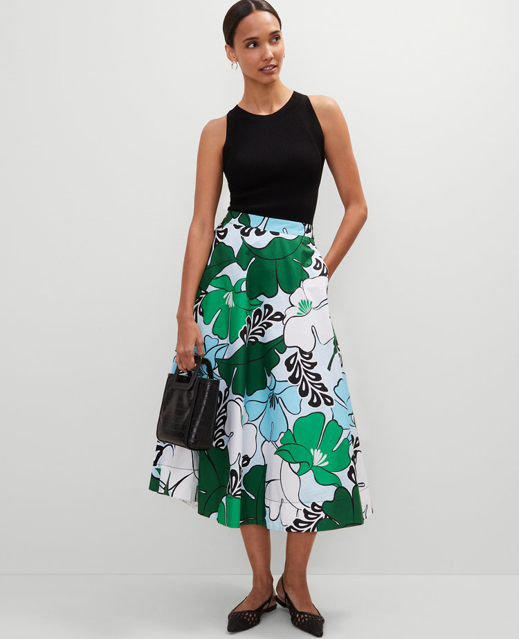 Floral Tea Length Skirt