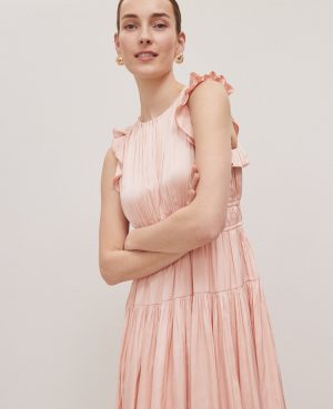 Petite Petaled Ruffle Midi Dress