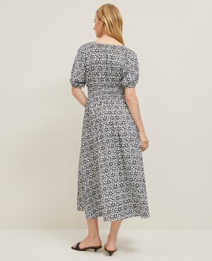 Petite Floral Smocked Puff Sleeve Dress