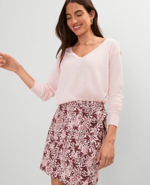 Petite Weekend Collection Linen Blend V-Neck Sweater