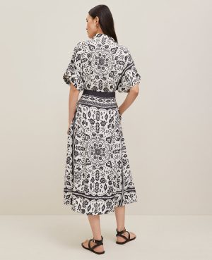 Petite Tiled Satin Button Dress