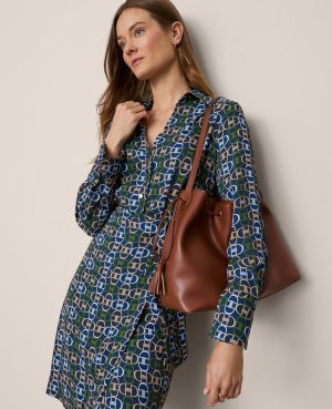 Chain Link Collared Wrap Shirtdress