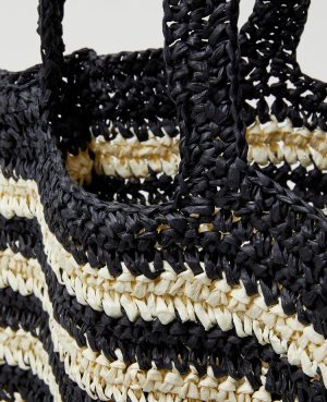 Weekend Collection Striped Raffia Tote Bag