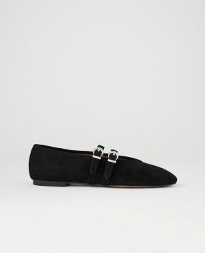 Buckled Suede Ballet Flat