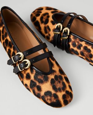 Buckled Calf Hair Ballet Flat