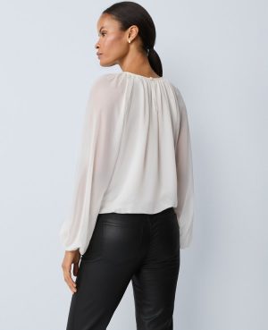 Shirred Crew Neck Blouse