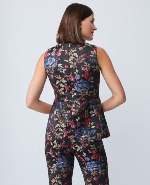 Petite Floral Jacquard Crew Neck Top