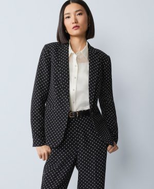 The Petite Hutton Blazer in Dotted Crepe
