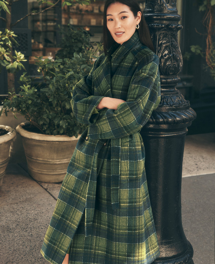 Plaid Trench Coat