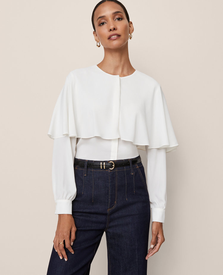 Petite Capelet Overlay Blouse