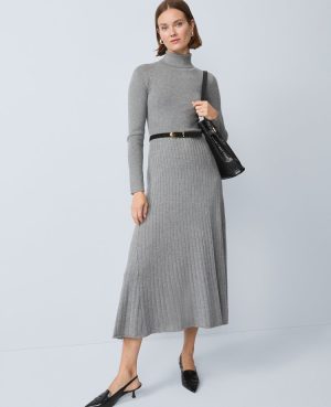Ribbed Turtleneck Sweater Dress